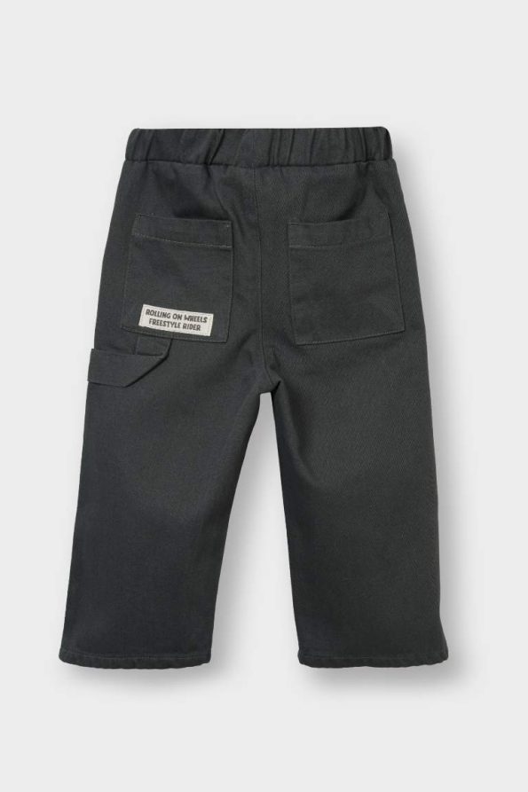 Boys' Cotton Gabardine Pants with Tag Print