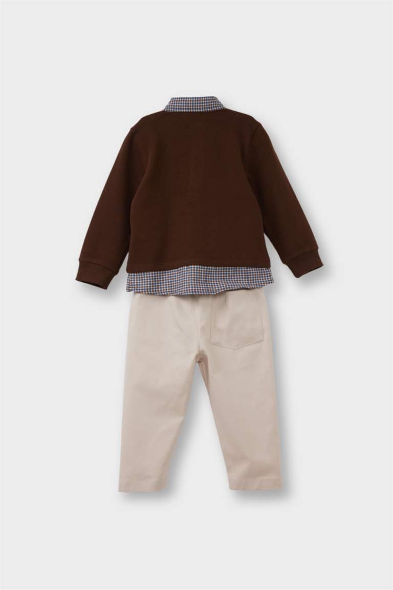 G0027A5_25WN_BN320_04_01.jpg Baby Boys' 2-Piece Set with Shirt Collar Sweatshirt and Pants