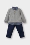 Boys' 2-Piece Set with Shirt Collar Sweatshirt and Pants