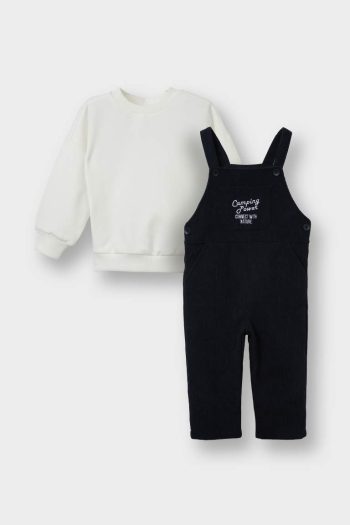 Boys' 2-Piece Set Basic Solid Sweatshirt and Corduroy Overalls