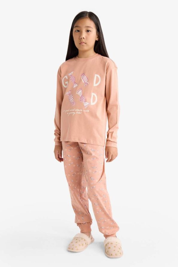 Girls' Printed Long Sleeve Pajama Set