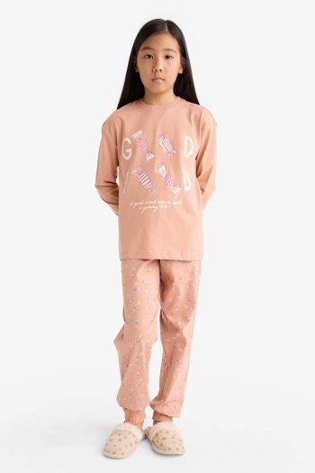 Girls' Printed Long Sleeve Pajama Set