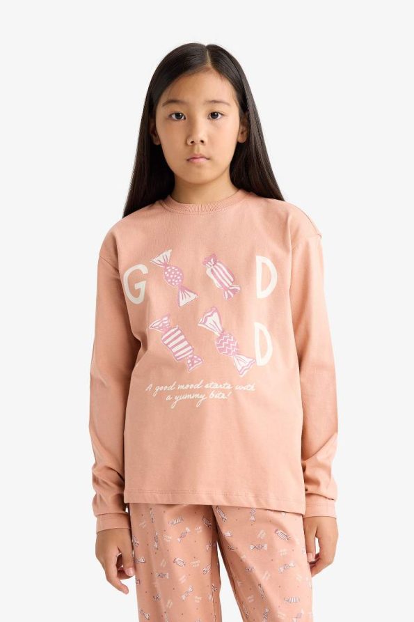 Girls' Printed Long Sleeve Pajama Set