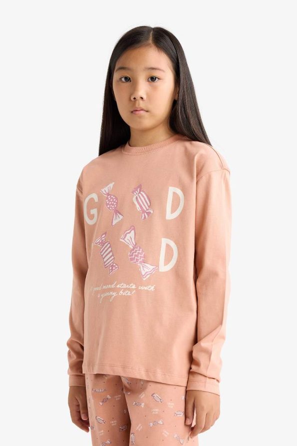 Girls' Printed Long Sleeve Pajama Set