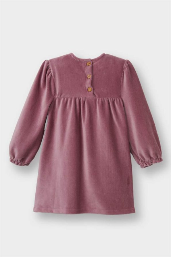 Girls' Velvet Dress with Bow Detail and Long Sleeves