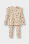 Girls' Baby Pajama Set with Fruit Print Long Sleeve Ribbed Top and Long Pants