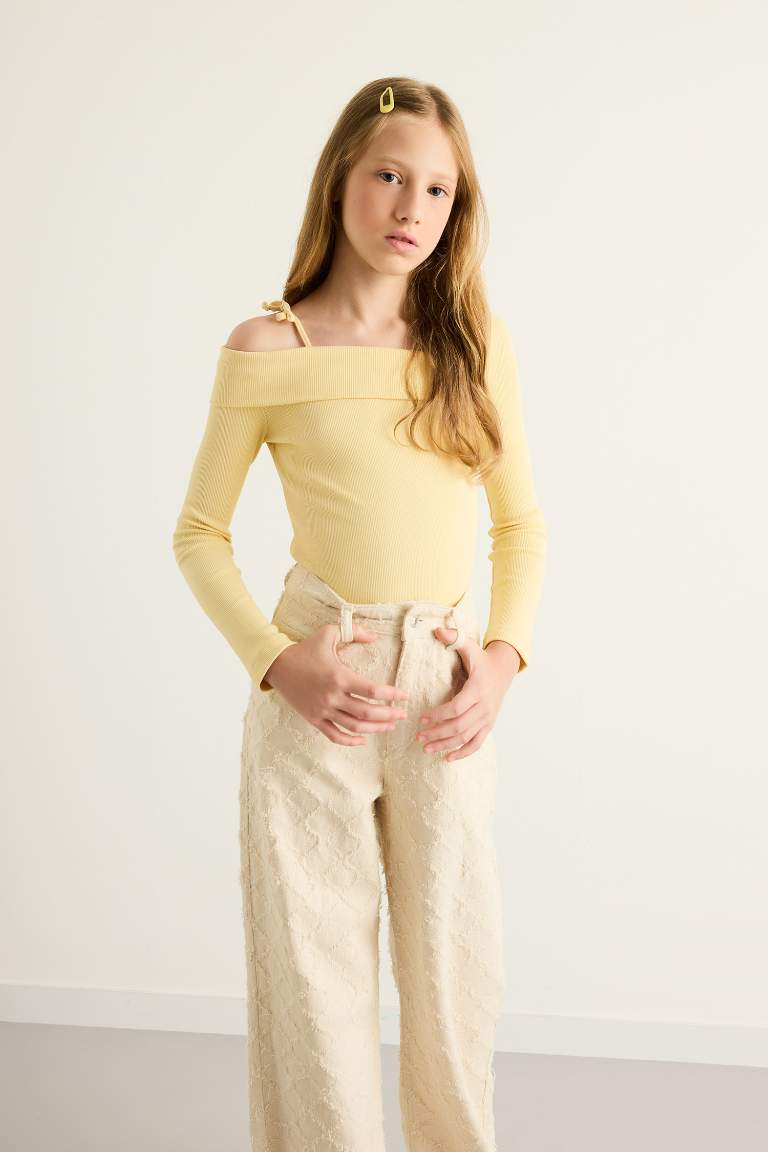 G1614A8_25AU_YL252_03_02.jpg Girls' Slim Fit Ribbed Long Sleeve T-Shirt