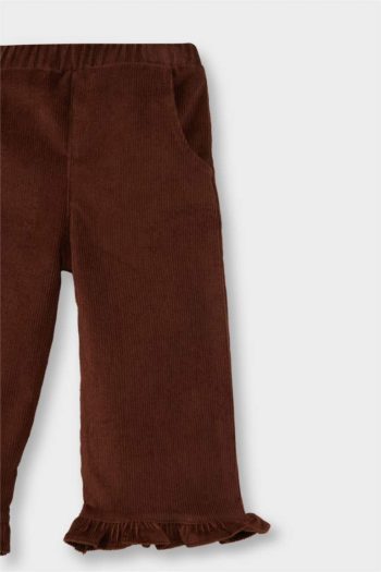 Girls' Baby Wide Leg Cotton Velvet Pants with Elastic Waist