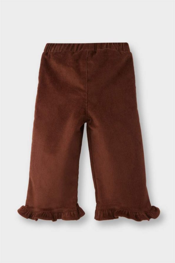 Girls' Baby Wide Leg Cotton Velvet Pants with Elastic Waist