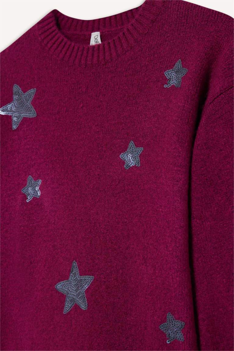 G2145A8_25WN_PN1_05_01.jpg Girls' Embroidered Crew Neck Sweater