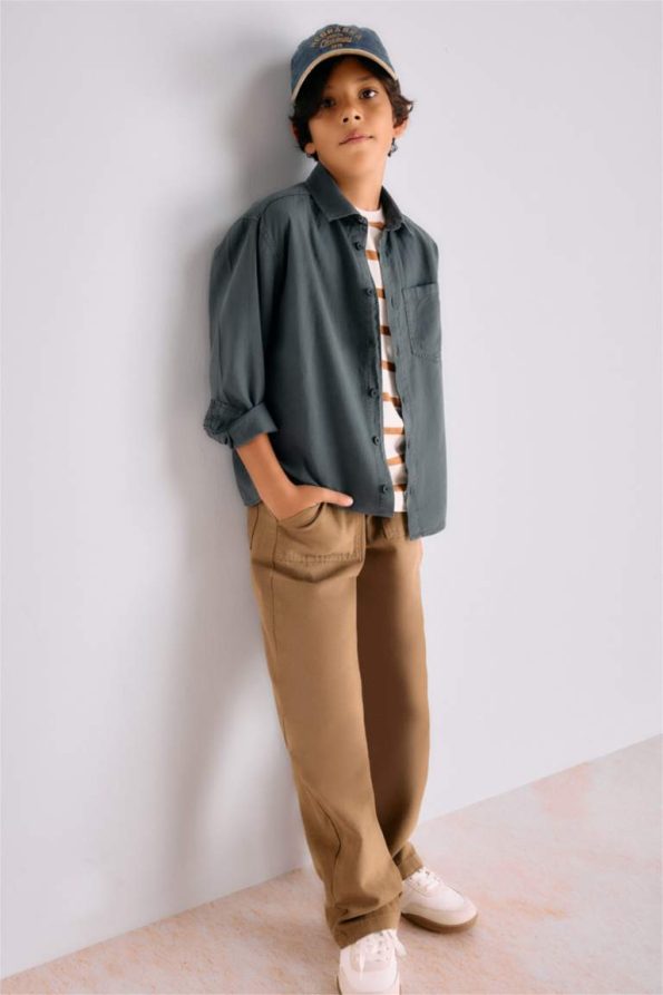Boys' Oversized Fit Long Sleeve Polo Shirt