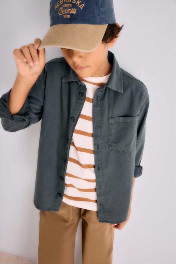 Boys' Oversized Fit Long Sleeve Polo Shirt