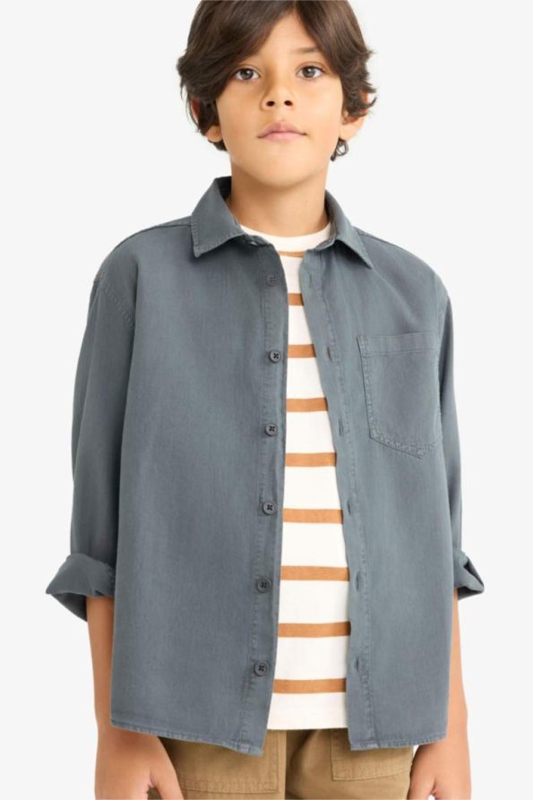 Boys' Oversized Fit Long Sleeve Polo Shirt