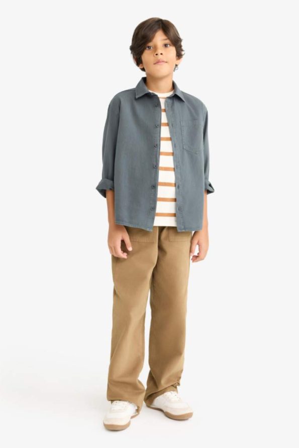 Boys' Oversized Fit Long Sleeve Polo Shirt