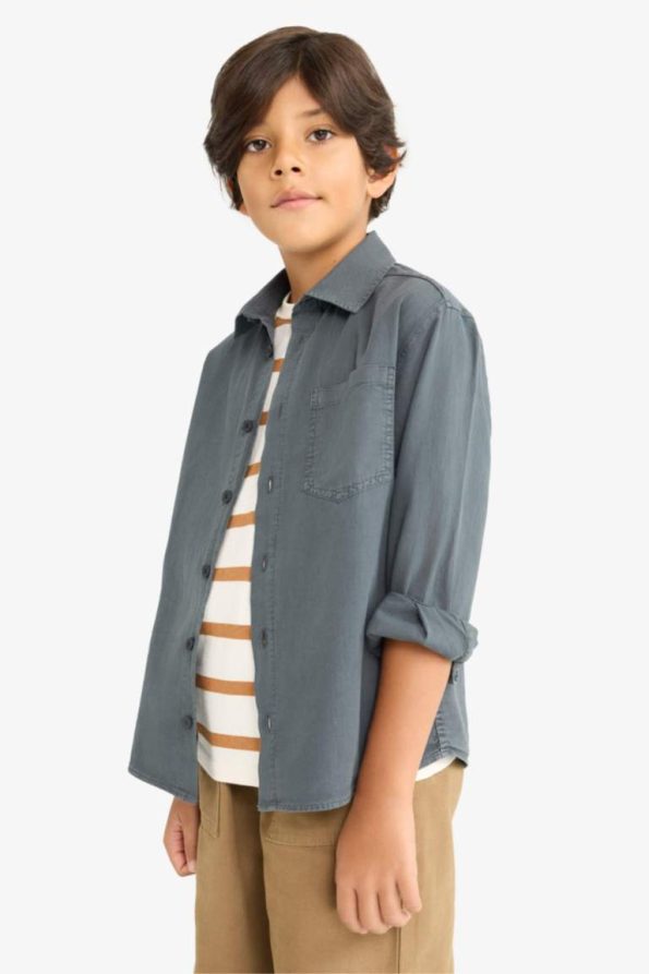 Boys' Oversized Fit Long Sleeve Polo Shirt
