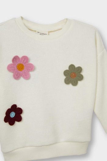 Girls' Floral Sweatshirt with Crew Neck