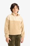 Boys' Embroidered Plush Sweatshirt with Zippered Collar