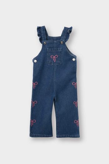 Embroidered Denim Overall for Baby Girls