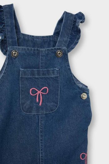Embroidered Denim Overall for Baby Girls