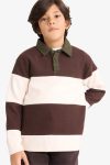 Boys' Color Block Polo Collar Sweatshirt
