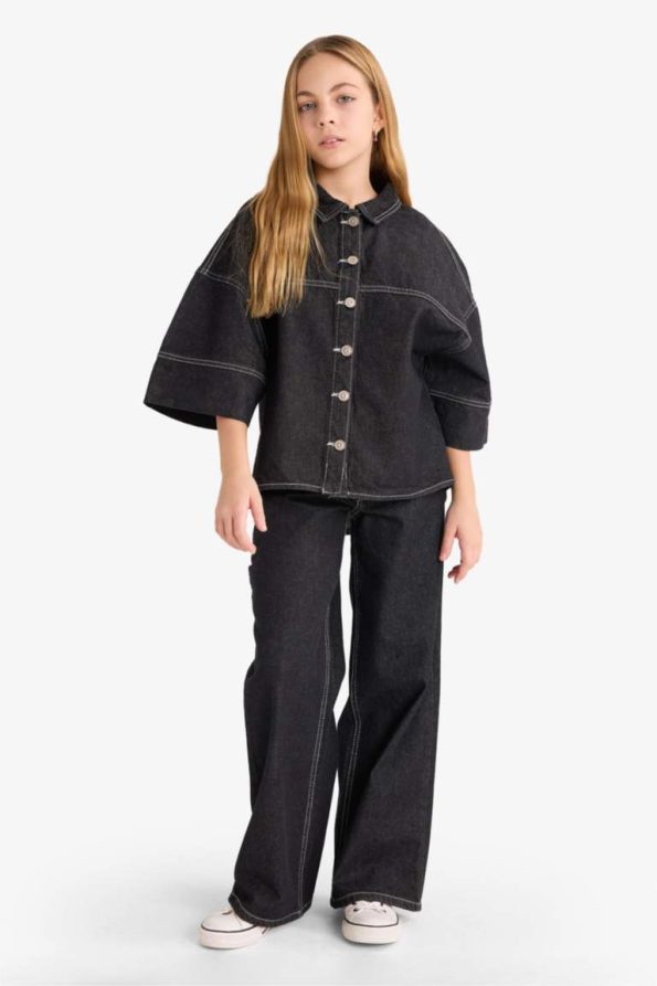 Girls' Button-Up Denim Jacket