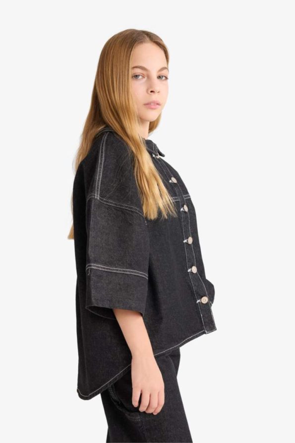 Girls' Button-Up Denim Jacket