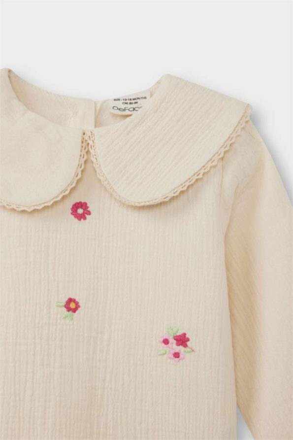 Girls' Floral Muslin Long Sleeve Blouse