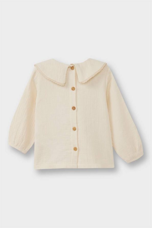 Girls' Floral Muslin Long Sleeve Blouse