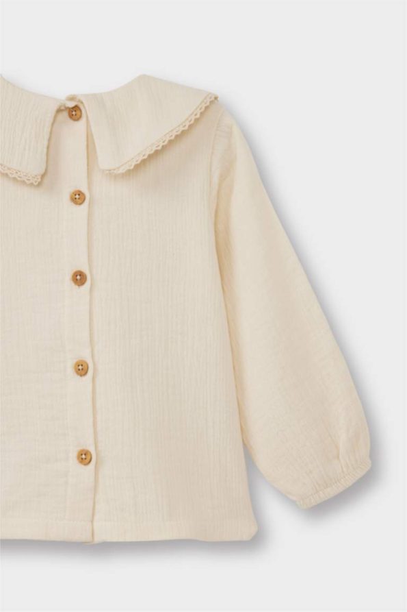 Girls' Floral Muslin Long Sleeve Blouse