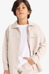 Boys' Oversized Fit Polo Collar Long Sleeve Shirt