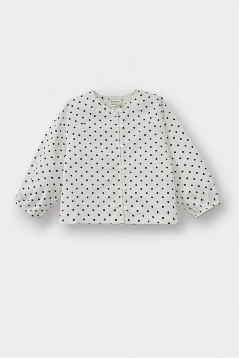 G3654A5_25AU_ER98_01_01.jpg Girls' Polka Dot Long Sleeve Poplin Shirt with Raglan Sleeves