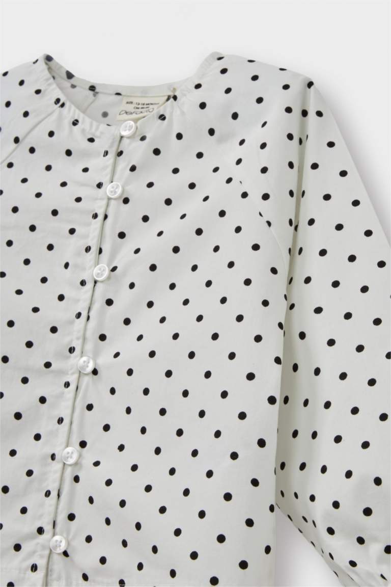 G3654A5_25AU_ER98_02_01.jpg Girls' Polka Dot Long Sleeve Poplin Shirt with Raglan Sleeves
