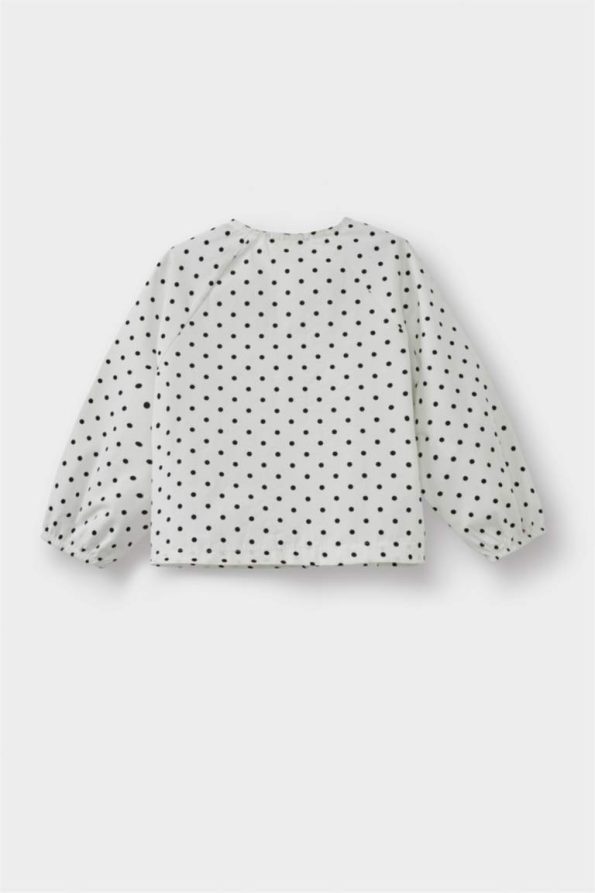 Girls' Polka Dot Long Sleeve Poplin Shirt with Raglan Sleeves