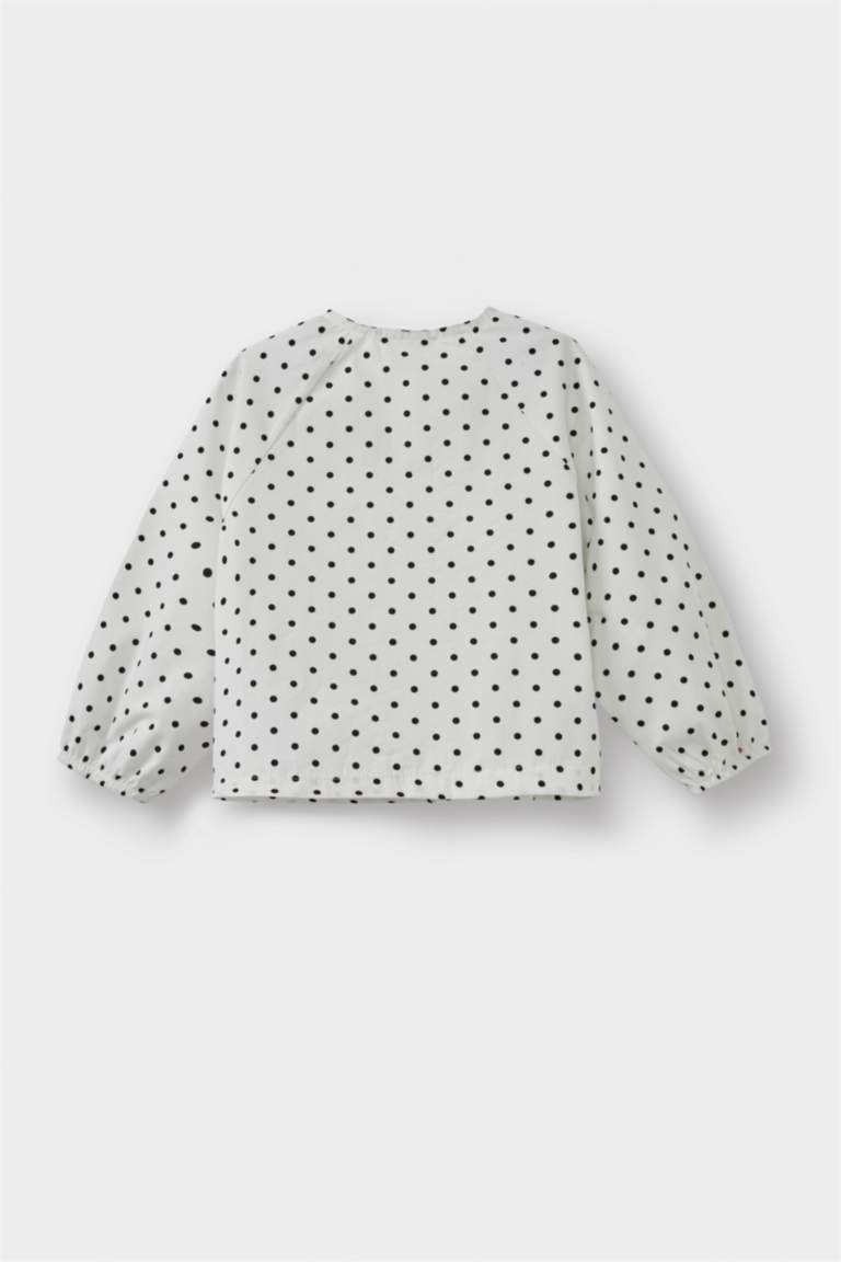 G3654A5_25AU_ER98_03_01.jpg Girls' Polka Dot Long Sleeve Poplin Shirt with Raglan Sleeves