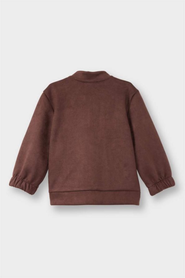 Boys' Suede Bomber Jacket with College Collar