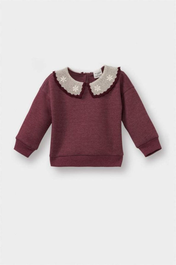 Girls' Baby Large Collar Embroidered Sweatshirt