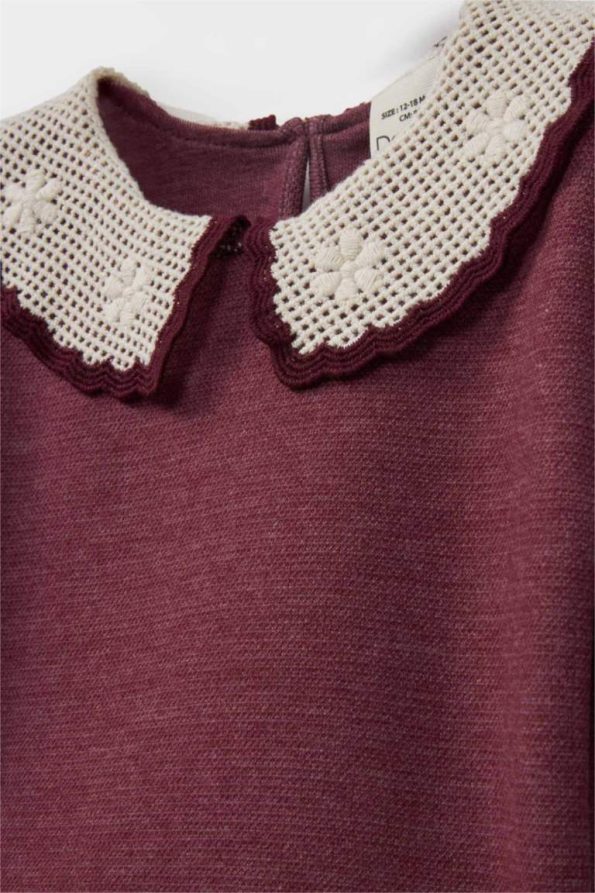 Girls' Baby Large Collar Embroidered Sweatshirt