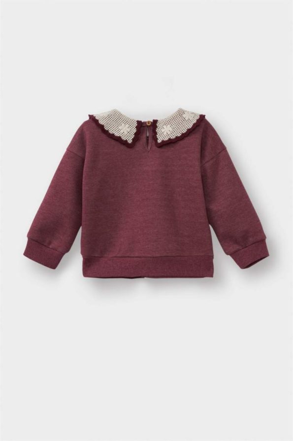 Girls' Baby Large Collar Embroidered Sweatshirt
