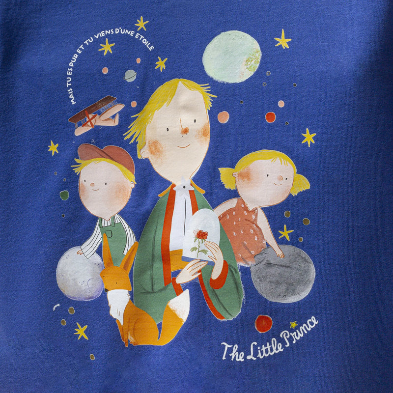 ML25001-4.jpg Little Prince Patterned Royal Blue Cotton Boys Sweatshirt Set