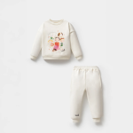 Heidi Patterned Cream Cotton Girls' Sweatshirt Set