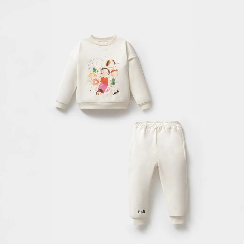 ML25005-1.png Heidi Patterned Cream Cotton Girls' Sweatshirt Set