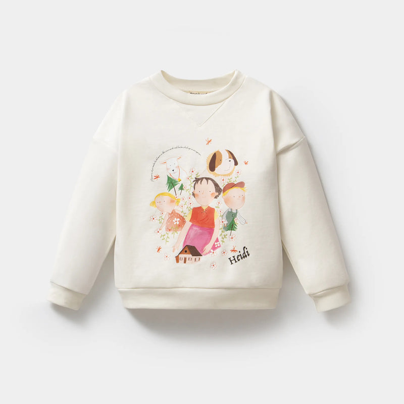 ML25005-3.jpg Heidi Patterned Cream Cotton Girls' Sweatshirt Set