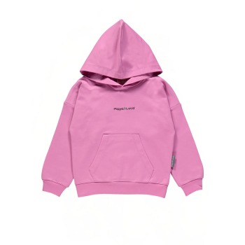 Pink Hooded Cotton Sweatshirt Set with Alice Print for Girls
