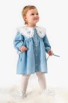 Blue Floral Collar Dress for Baby Girls