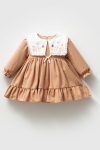 Brown Floral Collar Detail Baby Girl Dress - Jenny