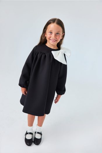 Black Dress with Bow Detail for Girls - Leah