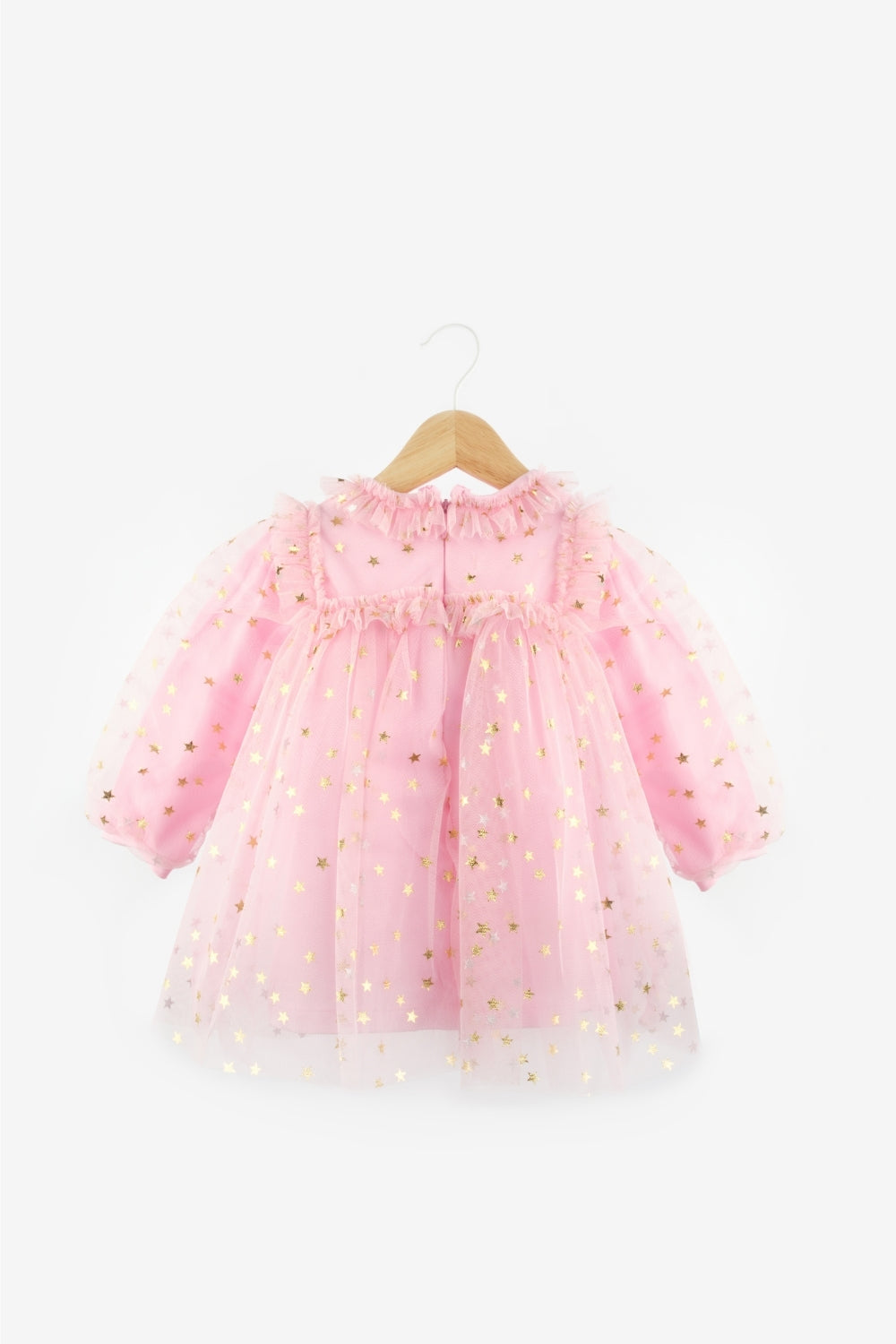 ULMB25AWGDRE009_1028_6.jpg Pink Star Detail Tulle Dress for Baby Girls - Vanessa