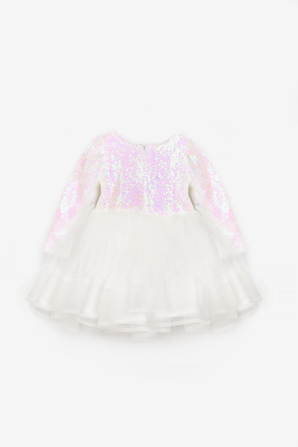 ULMB25AWGDRE015_1005_6.jpg White Sequined Textured Bow Detail Dress for Girls - Irene