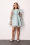 Mint Bow Detail Sequin Dress for Girls - Wendy