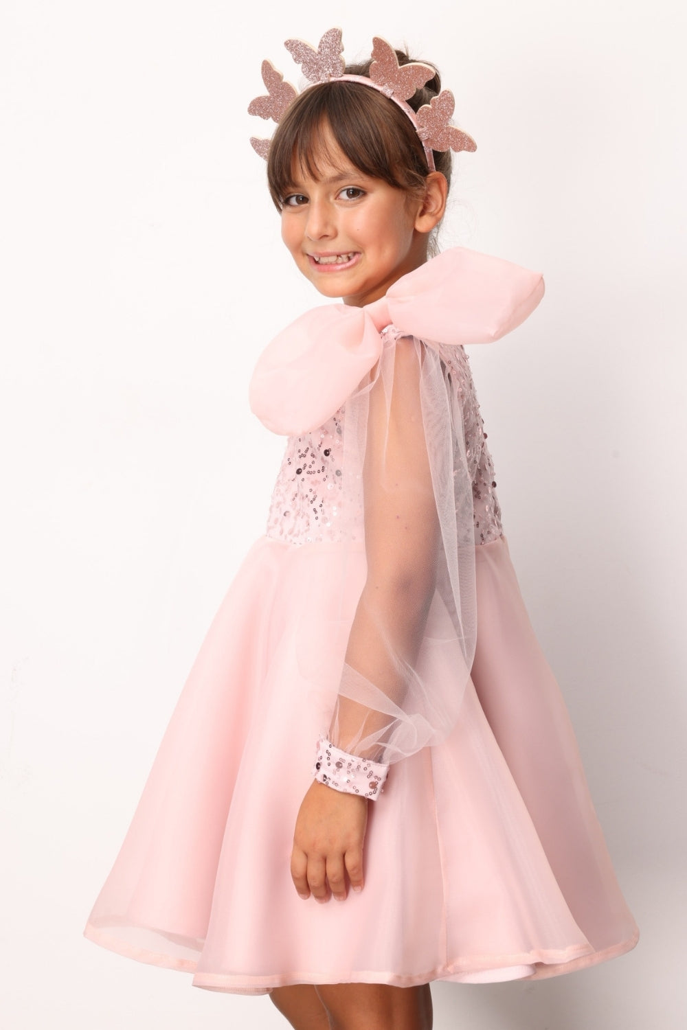 ULMB25AWGDRE016_1030_4.jpg Pink Bow Detail Sequin Dress for Girls - Wendy
